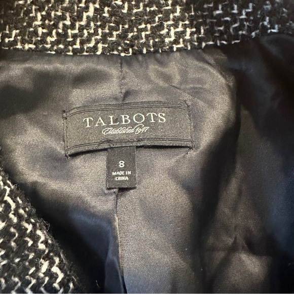 Talbots black and white tweed double breasted jacket blazer - Picture 5 of 9